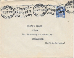 Flamme Krag Fougères Ville D'art Ille Et Vilaine 1951 - Mechanical Postmarks (Advertisement)