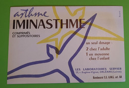 Buvard 307 - Laboratoires Servier - IMINASTHME - Remboursé- Etat D'usage - Oiseau - 20x13.5 Cm Environ - Année 1960 - Produits Pharmaceutiques