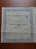 FRANCE - PARIS 1879 - Cie DE CHEMN DE FER MERIDIONAUX-FRANCAIS , ACTION 500 FRS - PEU COURANT - Zonder Classificatie