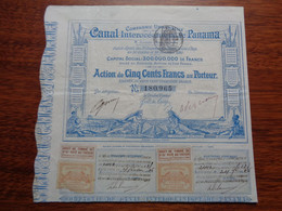 PANAMA - LOT DE 2 TITRES - CANAL INTEROCEANIQUE DE PANAMA - ACTION DE 500 FRS - PARIS 1880 - Sin Clasificación