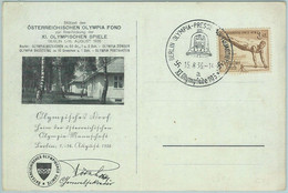 68189 - GERMANY - POSTAL HISTORY - CARD - 15.8.1936 Olympic Postmark: BERLIN A - Ete 1936: Berlin