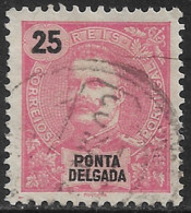 Ponta Delgada – 1898 King Carlos 25 Réis Used Stamp - Ponta Delgada