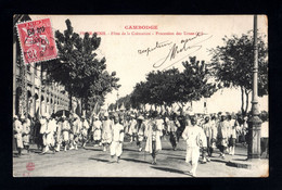 2328-CHINA-FRENCH Occupation.CAMBODGE.OLD POSTCARD SHANGHAI To VERSAILLES (france) 1910.Carte Postale CHINE.POSTKARTE - Lettres & Documents