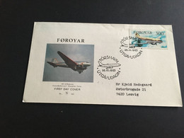 (4 C 13)  Føroyar FDC - Faroe Islands Prermier Jour  - 1985 - First Flight (Helicopter) - Färöer Inseln
