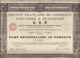 SOCIETE FRANCAISE DE COMMERCE INDUSTRIE & TRANSPORT - 1928 - Transport