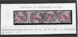 AK 0817  Neumarkt In Steiermark 06. 07. 1893 - Viererstreifen ANK Nr. 53 A - Used Stamps