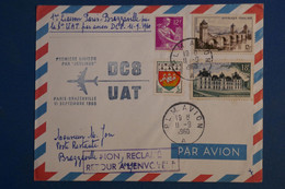 AH12 FRANCE  BELLE LETTRE  AVION  1960 IERE LIAISON  PARIS  POUR BRAZZAVILLE BRESIL +AEROPHILATELIE +AFFRANCH.  PLAISANT - 1960-.... Lettres & Documents