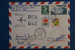 AH12 FRANCE  BELLE LETTRE  AVION  1960 IERE LIAISON  PARIS  POUR DOUALA+AEROPHILATELIE +AFFRANCH.  PLAISANT - 1960-.... Lettres & Documents