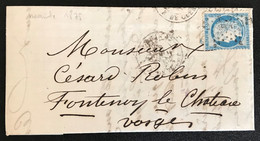 Paris - Période Classique - Lettre Pour Fontenoy Le Château (Vosges) - Convoyeur Paris à Belfort - GC - Novembre 1875 - 1849-1876: Classic Period