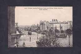 Australie SA Adelaide North Terrace Showing Parliament House And Railway Station  ( Tramway  49337) - Adelaide