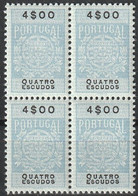 Fiscal/ Revenue, Portugal - Estampilha Fiscal, Série De 1940 -|- 4$00 - Block MNH** - Neufs