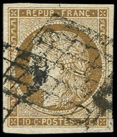 EMISSION DE 1849 - 1b   10c. Bistre-VERDATRE, Obl. GRILLE, TB. C - 1849-1850 Cérès