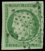 EMISSION DE 1849 - 2    15c. Vert, Obl. ETOILE, Belles Marges, Amorce De Voisin à Gauche, TTB - 1849-1850 Cérès