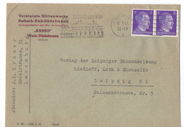 Brief, Burbach -Eich -Düdelingen, Luxemburg, "ARBED", MeF, Gel. 1944, - Briefe U. Dokumente