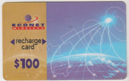 ZIMBABWE - Recharge Card, Econet Wireless Mobile Refill Z$100, Exp.date  31/12/1999, Used - Simbabwe