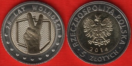 Poland 5 Zlotych 2014 "Discover Poland – 25 Years Of Freedom" BiMetallic UNC - Pologne