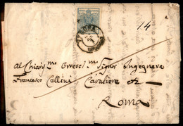 Antichi Stati Italiani - Lombardo Veneto - Verona 22.1(1855) - 45 Cent (12b - Azzurro Grigio) Isolato Su Lettera Per Rom - Altri & Non Classificati