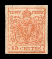 Antichi Stati Italiani - Lombardo Veneto - 1854 - 15 Cent (20) Carta A Macchina - Gomma Originale - Colla + Cert Avi - Altri & Non Classificati