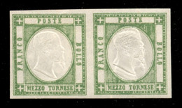 Antichi Stati Italiani - Province Napoletane - 1861 - Mezzo Tornese (17fa) Con Tripla Effigie In Coppia Col Normale (17) - Altri & Non Classificati