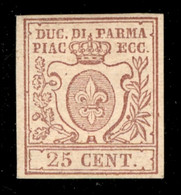 Antichi Stati Italiani - Parma - 1857 - 25 Cent (10) - Gomma Originale - Diena (1.500) - Non Classés