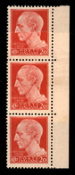 Regno - Luogotenenza - 1945 - 20 Cent Imperiale (537b) - Striscia Verticale Di 3 Bordo Foglio Su Carta Ricongiunta - Gom - Other & Unclassified