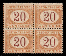 Regno - Segnatasse - 1894 - 20 Cent (22p) In Quartina Con Decalco Completo - Gomma Integra (1.920+) - Other & Unclassified