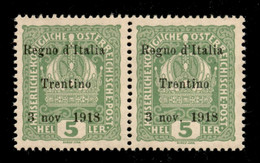 Occupazioni I Guerra Mondiale - Trentino-Alto Adige - 1918 - 5 Heller (2f+2) - Senza Punto Dopo Nov In Coppia Col Normal - Other & Unclassified