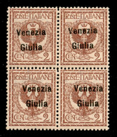 Occupazioni I Guerra Mondiale - Venezia Giulia - 1919 - 2 Cent Floreale (20 Varietà) In Quartina - Coppia Inferiore Con  - Other & Unclassified