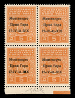 Occupazioni II Guerra Mondiale - Montenegro - Segnatasse - 1941 - 5 Din (4) In Quartina - Tre Pezzo Con Errori (gb+ga+gb - Sonstige & Ohne Zuordnung
