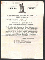 Prefilateliche E Documenti - Italia - Repubblica Cispadana - Ravenna 15 Aprile 1797 - Circolare A Stampa Per S. Arcangel - Other & Unclassified