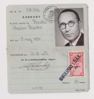 Sweden 1953 Swedish Driving Licence With 10KR Local Fiscal Revenue Stamp (61039) - Fiscaux