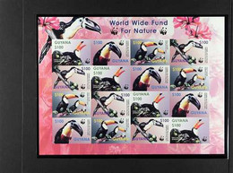 2003 IMPERF PROOF SHEETLET Endangered Species "Toucan" Sheetlet Of Four Se-tenant Strips Of 4 Sets As SG 6406a, IMPERF P - Guyana (1966-...)