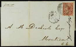 1859 1c Pale Rose Queen, SG 29, On A Neat Wrapper (with "Pirie & Sons 1859" Watermark) Used Locally From Montreal With C - Altri & Non Classificati