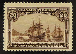 1908 20c Dull Brown Quebec Tercentenary, SG 195 Or Unitrade 103, Fine Never Hinged Mint. For More Images, Please Visit H - Altri & Non Classificati