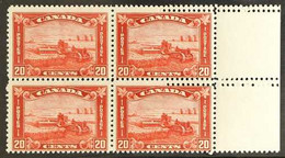 1930-31 RARE PERFORATION ERROR 20c Red Harvesting With Tractor, SG 301, Never Hinged Mint Right Marginal BLOCK Of 4 Show - Altri & Non Classificati