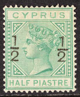 1882 "½" On ½pi Emerald Green, Watermark Crown CA, SG 25, Fine Mint. For More Images, Please Visit Http://www.sandafayre - Other & Unclassified