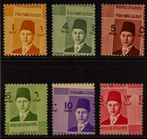 1937-44 1m, 4m, 5m, 6m, 10m & 13m King Farouk OBLIQUE PERFORATIONS Varieties (Chalhoub D136c-D143b, SG 248-55), Never Hi - Altri & Non Classificati