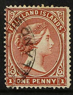1878 1d Claret, No Watermark, SG 1, An Attractive Example With Double Ring Cds, Three Shorter Perfs At Top Right, Otherw - Falkland