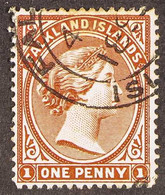 1889-91 1d Red-brown, Watermark Reversed, SG 11x, With Neat Double Ring Cds. For More Images, Please Visit Http://www.sa - Falkland