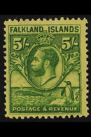 1929-37 5s Green / Yellow Penguins, SG 124, Very Fine Mint For More Images, Please Visit Http://www.sandafayre.com/itemd - Falkland