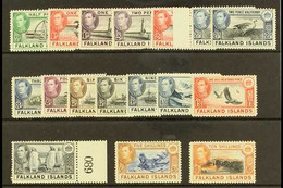 1938-50 Definitives Complete Basic Set From ½d To 10s, SG 146/162, Very Fine Mint, The 2s6d Is Never Hinged Mint Margina - Falkland