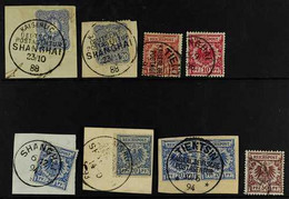 GERMAN POST OFFICES IN CHINA - FORERUNNERS Group Of Stamps Incl. On Pieces With 1886-1901 20pf (2) On Pieces With Shangh - Altri & Non Classificati