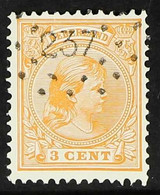 1891-94 Wilhelmina 3c Orange (SG 147a, NVPH 34), Very Fine Used With "237" (HILLEGOM) Dotted Numeral Cancel. Scarce Post - Altri & Non Classificati