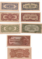 Japanese Invasion Money MALAYA 1 5 10 50 CENTS 1 5 10 AND 100 DOLLARS 8 PCS BANKNOTES SET AUNC-UNC - Japan