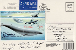 Norfolk Island Postcard Whales To UK 1999 - Isola Norfolk