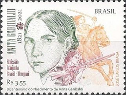 BRAZIL - BIRTH CENTENARY OF ANITA GARIBALDI (1821-1849), REVOLUTIONARY 2021 - MNH - Ongebruikt