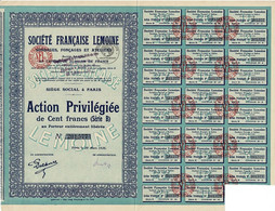 Titre Ancien - Société Française Lemoine  - Sondages, Fonçages Et Ateliers -Titre De 1926 - - Textil