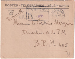 1946 - INDOCHINE - ENVELOPPE RECOMMANDEE Du BPM 406 (SAÏGON) CACHET RARE => BPM 405 (CACHET AU DOS) - POLICE MILITAIRE - Guerra De Indochina/Vietnam