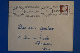 AH14 PRINCIPAUTE MONACO  BELLE LETTRE  1949   MONTE CARLO  POUR CHARENTON  PARIS FRANCE+PAIRES DE TP+ AFF.INTERESSANT . - Covers & Documents