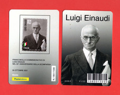 ITALIA  :  Tessera Fil.  LUIGI  EINAUDI  - Tiratura  1500 Pz.  Del  30.10.2021 - Philatelic Cards